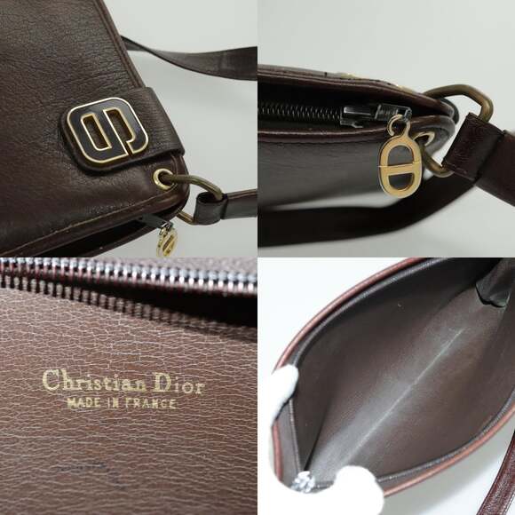 DIOR Shoulder Bag Leather Gold Brown - Picture 11 of 12